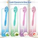 5-in-1 Disposable Toothbrush with Toothpaste (70 Pack), Mini Travel Toothbrushes with Soft Bristles, Dental Floss, Toothpick & Tongue Scraper, No Water Needed, 4 Flavors