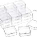 12 Packs Small Clear Plastic Beads Storage Containers Box with Hinged Lid for Storage of Small Items, Crafts, Jewelry, Hardware(3.3 x 3.3 x 1.2 Inches)