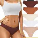 Seamless Women's Underwear - No Show Bikini Panties & Briefs, 6-Pack (Large)