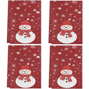 Winter Snowman Kitchen Towels Set of 4 Xmas Snowflake Dish Towels Bar Absorbent Cleaning Tea Towel for Home Dining Restaurants