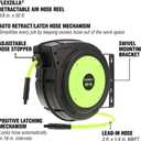Flexzilla Retractable Enclosed Plastic Air Hose Reel, 3/8 in. x 50 ft., Heavy Duty, Lightweight, Hybrid, ZillaGreen - L8250FZ