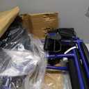Medline Lightweight Foldable Transport Wheelchair with Handbrakes and 12-Inch Wheels, Blue Frame, Black Upholstery