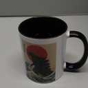 Japanese Kaiju Wave Red Sun Japan Monster Men Women Kids Ceramic Mug, Black/White (11 Ounces)