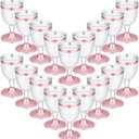 48 Pcs Disposable Plastic Wine Glasses 5 oz Party Wine Cups Hard Plastic Drinking Glasses with Stem Stackable Stemmed Goblets for Champagne Dessert Wedding Home Toasting(Pink Rim)