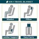 PAVILIA Travel Blanket Pillow, Soft Airplane Blanket 2-in-1 Combo Set, Plane Blanket Compact Packable, Flight Essentials Car Pillow, Travelers Gifts Accessories, Luggage Backpack Strap, 60x43 Pink