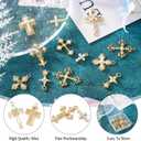 Cheriswelry 18Pcs Cross Metal Charms Light Gold Pearl Rhinestone Pendants Alloy Hanging Ornament 16-39mm 9 Styles for DIY Necklace Bracelet Earring Jewelry Making