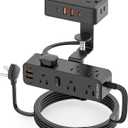 Dual Layer Desk Clamp Power Strip with 13 AC Outlets 8 USB (4 USB C), Fit 2.75" Tabletop, Desktop Edge Mounted Surge Protector (1700J),10 Ft Extension Cord, Desk Outlet for Office Home, Black