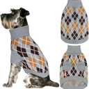 KYEESE Dog Sweater Thick Dogs Coats Turtleneck Pet Sweater Warm Dogs Clothes with Long Sleeve Diamond Plaid Dog Sweater for Small Pet, Gray, Small