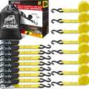 XSTRAP STANDARD Ratchet Tie Down Straps - 8PK - 1'' x 10 ft - 900 LB Break Strength Cargo Straps for Moving Appliances, Lawn Equipment, Motorcycle Yellow