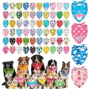 Dog Bandanas Bulk, Adjustable Cat Outfit, Pet Bibs Colorful Triangle Scarf Pet Bandanas for Medium Large Dogs Birthday Costume Decoration (60PCS_Classic)