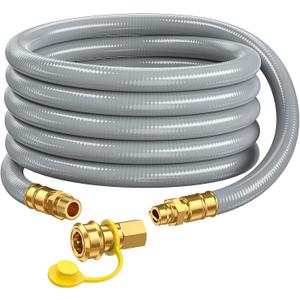 12FT 3/4" ID Natural Gas Hose With Quick Connect for Generator, Grills | CSA Certified, Auto Shut-Off Quick Disconnect, 100% Solid Brass Fittings, -40°F~200°F Weather Resist, Supports 175,000 BTU