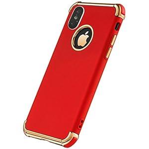 Tverghvad Matte Phone Case Compatible with iPhone X, Ultra Thin Slim Fit Flexible Soft Case with Electroplated Elegant Phone Case for iPhone X/ iPhone Xs, Red (5.8 inch)