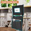 24 Pack Chair Pockets for Classrooms, 20 x 17 Inch Seat Sacks for Classroom Chairs k-2 with Name Slots, Tags and 3 Pockets, Suitable for Kindergarten, School, Home, Office (Black)