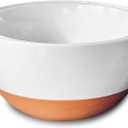 Mora Ceramic Large Mixing Bowls - Set of 2 Nesting Bowls for Cooking, Serving, Popcorn, Salad etc - Microwavable Kitchen Stoneware, Oven, Microwave and Dishwasher Safe - Extra Big 5.5 & 3.6 Qt - White