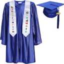 Newrara Kindergarten Graduation Cap and Gown Stole Package for Kids (33, Royal Blue)