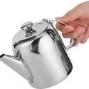 Coffee Pot Kettle Stainless Steel Teapot, Cold Short Spout for Home Hotel Restaurant, Tea Pot Stovetop Teapot Hot Cold Water Pot Silver Colour Short Spout Pour Over (20 ounces)