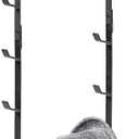 MyGift 2 Pcs Over The Door Hat Organizer, Door Hanger Hat Rack Display Storage, 5 Hooks Heavy Duty, for Coat, Scarf, Purse, Black Metal