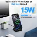 Samsung S26 S25 Wireless Charger Stand Wireless Phone Charger for Android Samsung Galaxy S25 Ultra S25 Edge S25 Plus S25FE S24FE S23 S22 S21 S20, Wireless Charging Station for iPhone 17 with Adapter