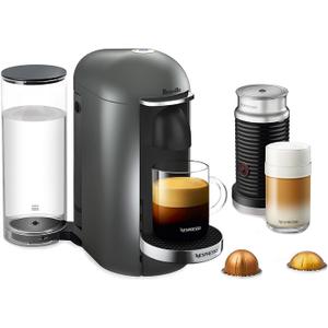 Nespresso Vertuo Plus Deluxe Coffee and Espresso Maker by Breville, Titan with Aeroccino Milk Frother