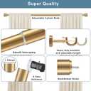 1 1/8 Inch Diameter Curtain Rods, 144-240 Telescoping Large Single Window Drapery Rod Heavy Duty With Adjustable Modern Brackets, Warm Gold