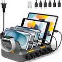 Charging Station for Multiple Devices, Honcila 50W Multiple Charger Station Charging Dock for iPhone iPad Cell Phone Tablet and More - 6 Port Multi Charging Station with 6 Mixed Cables (Space Gray)