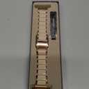 V.R.HOPE Apple Watch Band for Women 38mm 40mm 41mm 42mm Fashion Rose Gold Stainless Steel Metal Strap with Resin Inlay, Fashion Bracelet Compatible with iWatch Series 11/10/9/8/7/6/5/4/3/2/1/SE (Oatmeal+Rose Gold)