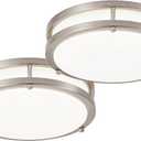 DLLT 2Pack Flush Mount LED Ceiling Light: 10 Inch 5CCT (3000K-6000K) & Dimmable Ceiling Light Fixtures for Bedroom - 18W Modern Brushed Nickel 1600LM Super Bright Kitchen Lighting Fixtures Ceiling