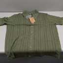 PJ PAUL JONES Mens Knit Button Down Shirts Vintage Short Sleeve Casual Polo Shirt Regular Fit Beach Top, Army Green, Medium