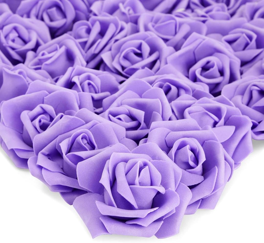 Juvale 100 Pack Purple Artificial Flowers - 3 Inches, Fake Carnations for Wedding, Bridal Shower & Valentine's Day Decorations, Arts, Wedding Decor, and Crafts