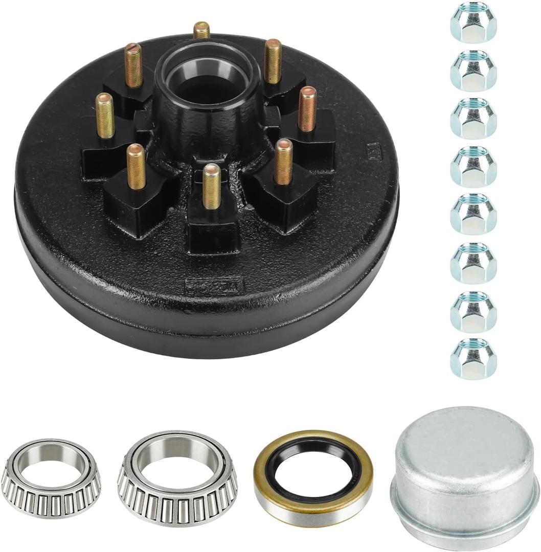 Youxmoto Trailer Brake Drum Kit 8-Hole 6.5" Bolt Circle, Replaces 12" X 2" Trailer Brakes Drum Assembly, for 7,000 lb. Axle, Fits 12 inch Trailer Brake Drum
