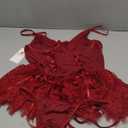 Women Sexy Lingerie Set Naughty Lace Up Corset Bodysuit Underwire Lingerie Babydoll With Garter Belt and Bow Tie (Medium, Burgundy Red)