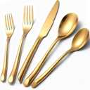 Gold Silverware Set, 20-Piece Elegant Stainless Steel Flatware Set, Cutlery Set Mirror Polished, Dishwasher Safe, Service for 4