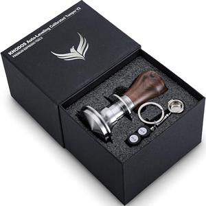 KNODOS 54mm Espresso Tamper For Breville Machines Calibrated Tamper Tool Espresso Walnut, Auto-Leveling and 30lb Spring Loaded Design Coffee Tamper With Stainless Steel Ripple Base