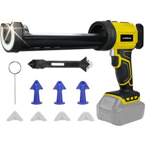 Cordless Caulking Gun Compatible for DeWalt 20V Max Battery, 10 Oz/300ml Electric Silicone Gun,with LED Light,4 Adjustable Speed for Filling, Sealing, RepairNo Battery