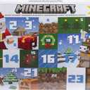 Mattel Minecraft Advent Calendar, 24 Surprises Include 3 Action Figures, 17 Accessories & 4 Stickers, 3-inch Scale & Pixelated Design, Holiday Gift