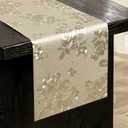 FAVE Gold Table Runner for Rectangle Tables, 72 Inch Heat Resistant Runner with Flower, Waterproof, Stain Resistant, Reusable for Daily Use Parties and Banquet (Gold Rose, 12"x72")