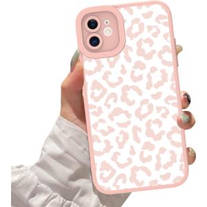 ZIYE for iPhone 12 Case Pink Leopard Pattern Phone Case with Camera Protection,TPU Silicone Rubber Protective Cover Cheetah Design Cases Compatible with iPhone 12 6.1 Inch