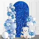 7.2 FT Bling Arch Backdrop Cover, Royal Blue Sequin Wedding Arch Stand Cover, Round Top Fitted Chiara Backdrop Cover for Birthday Party Ceremony Baby Shower Banquet Decoration