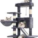 Cat Tree, 63 inch Multi-Level Cat Tower for Indoor Cats, Cat Condo with Cat Scratching Post and Board, Cat Hammock, Smoky Gray GCT011G