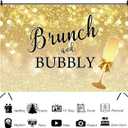 7x5ft Brunch and Bubbly Backdrop Shiny Glitter Golden Spots Sequins Champagne Luxury Elegant Bridal Shower Wedding Party Photography Background Video Shooting Vinyl Studio Props Photobooth