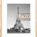 Upsimples 16x20 Picture Frame, Display Pictures 11x14 with Mat or 16 x 20 Without, Wall Hanging Poster Frame, Natural, 1 Pack