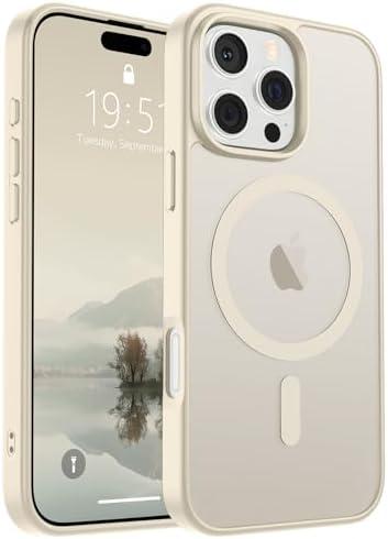 SUPFINE Magnetic for iPhone 16 Pro Case (Compatible with MagSafe) (Military Grade Drop Protection) Slim Translucent Matte Shockproof with Anti-Fingerprint Phone Case,Antique White