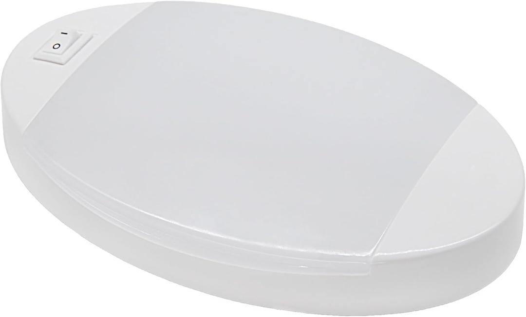 Facon 12V RV Oval Pancake Light, Length: 6'', 4000K Nature White Light, 12Volt Interior RV Ceiling Dome Light with On/Off Switch, for RV Motorhomes Camper Caravan Trailer Boat