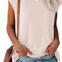 MIROL Women's Short Sleeve Tunic Tops 2025 Basic Loose T Shirts Solid Color Batwing Sleeve Casual Tee (Medium, Beige)