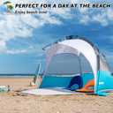 2-3 Person Large Instant Pop Up Beach Tent, UV Protection Portable Easy Setup Sun Shade Shelter, Extended Floor with 3 Ventilating Mesh Windows for Outdoor Camping Fishing (Light Blue)