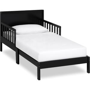 Dream On Me Brookside Wooden Toddler Bed in Black, Greenguard Gold & JPMA Certified, Kids Bed with Safety Rails, Low-to-Floor Design, Non-Toxic Pinewood Finish