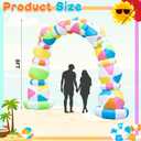 8 FT Inflatable Beach Ball Arch, Summer Inflatable Outdoor Decorations, Blow Up Beach Ball Archway with Built-in 8 LED Lights for Pool Beach Luau Party Yard Garden Photos Backdrop