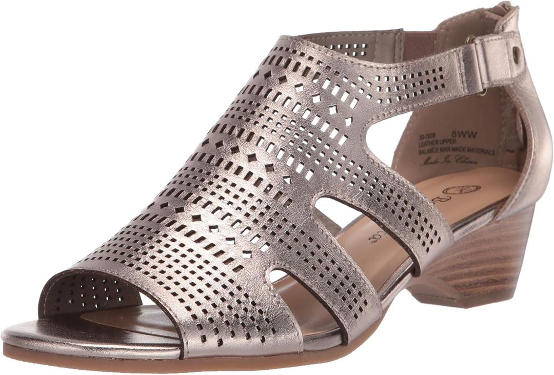 Bella Vita Women's Fashion Casual Heeled Sandal (5.5, Champange Leather)