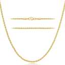 Necklace 14k Gold Chain for Women 2mm Rope Gold Chain Necklace Womens Men Non-Tarnish & Dainty Necklaces for Women Men All Lengths 16-26 Inches