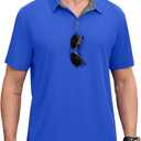 NIASHOT Mens Polo Shirt Short Sleeve Golf Sports Casual Tee (Blue, M)